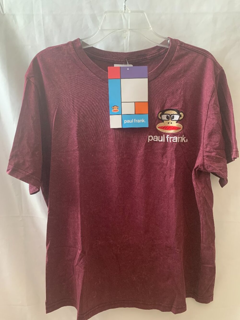 PAUL FRANK Nerdy Julius the Monkey Short Sleeve Tee in Burgundy Sz LARGE